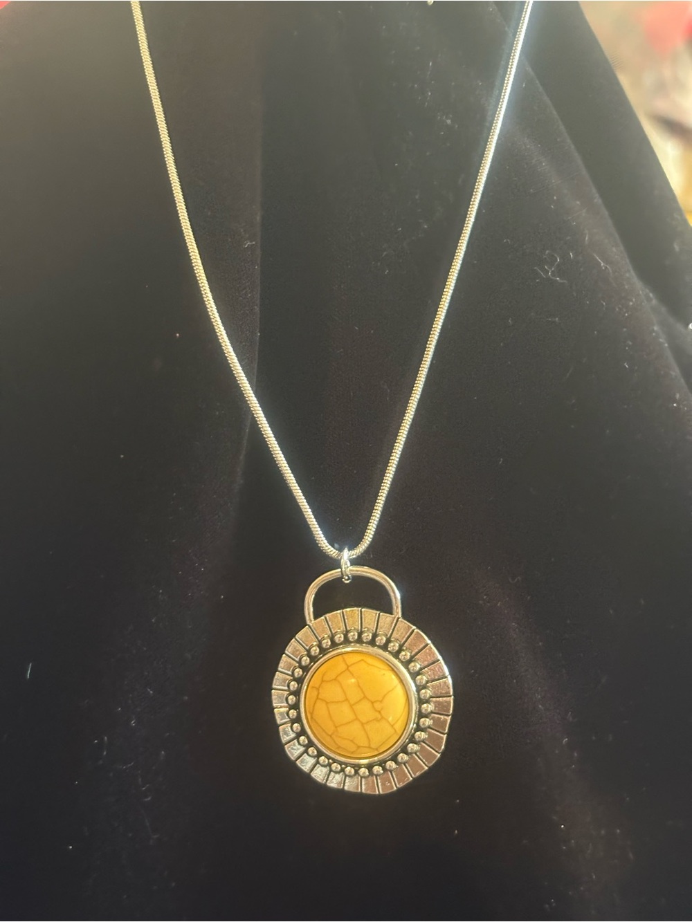 Yellow Stone Pendant Necklace - Women Jewelry